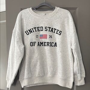Altar'd State Light Gray USA Graphic Sweater